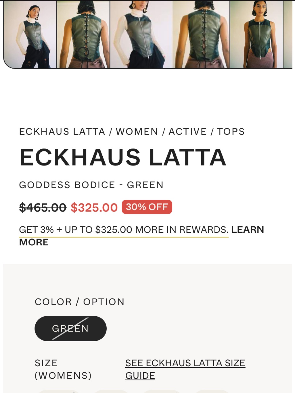 Eckhaus Latta Olive Lace-Up Goddess Bodice And Pants Set For $500